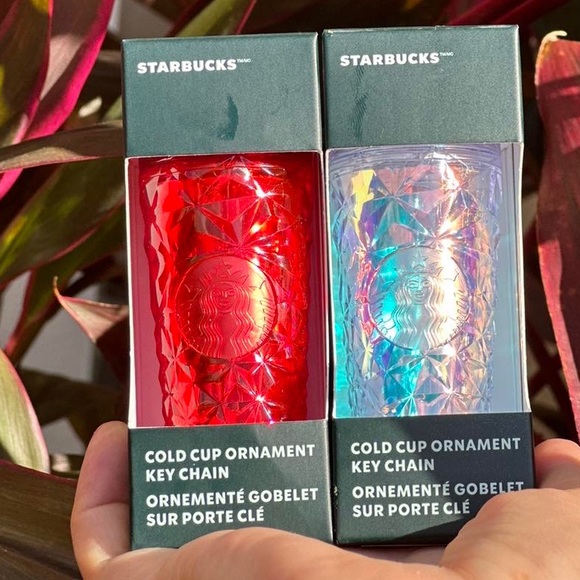 New Starbucks 2023 Holiday Red Unicorn Prism Mini Tumblers Keychains Ornaments - Picture 1 of 2